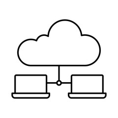 Cloud Computing Line Icon. Cloud Technology Editable Stroke Vector Illustration