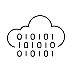 Cloud Code Line Icon. Cloud Technology Editable Stroke Vector Illustration