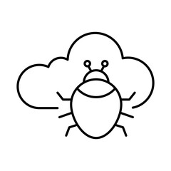 Cloud Bug Line Icon. Cloud Technology Editable Stroke Vector Illustration