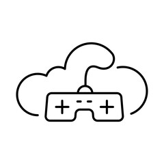 Cloud Games Line Icon. Cloud Technology Editable Stroke Vector Illustration