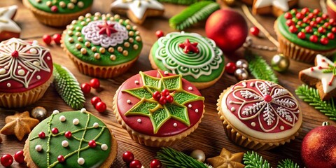 Christmas Circles and Stars: Festive Ornaments for Holiday Celebrations, Vector Designs for Food Photography, Holiday Decor, and Seasonal Treats