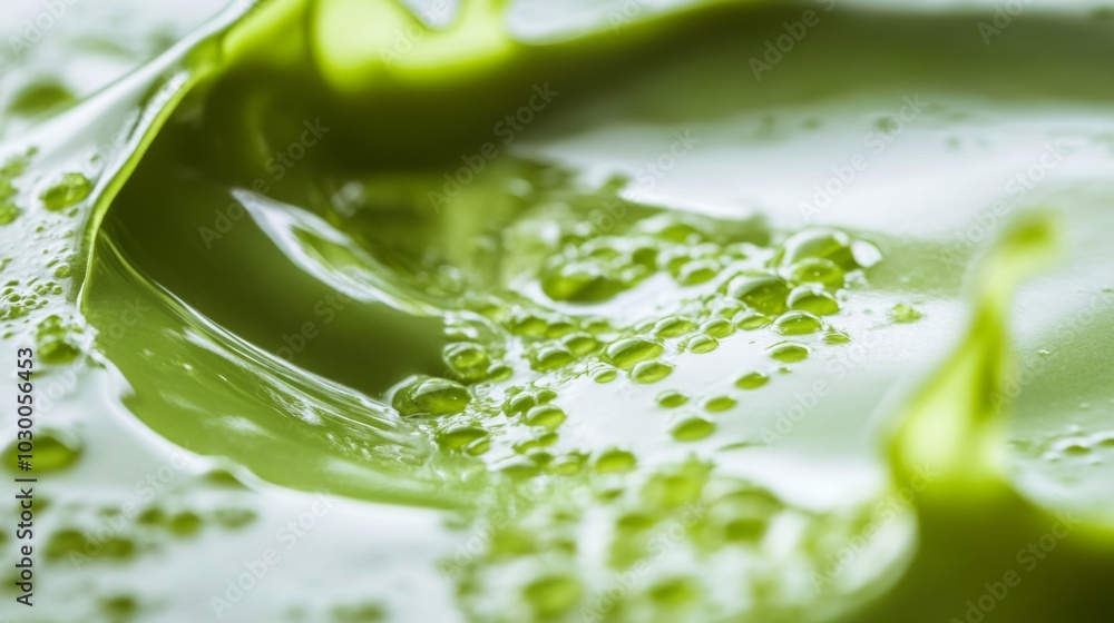 Poster vibrant green liquid with creamy texture and wave-like patterns - fresh and refreshing concept for d