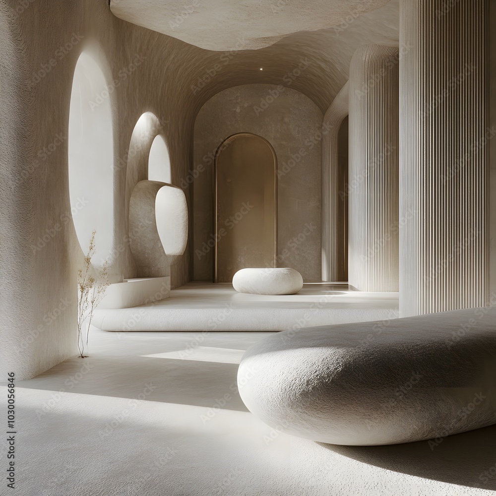 Poster 81. **a calming abstract space with gentle textures enhancing the product is presence