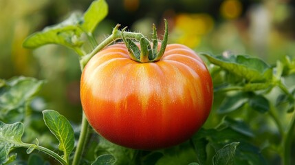 A close-up picture of a bright red tomato.