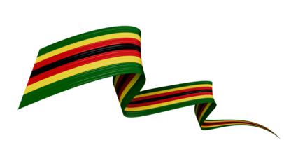 3d Flag Of Zimbabwe Country, Shiny Wavy 3d Flag Ribbon Isolated On White Background, 3d illustration
