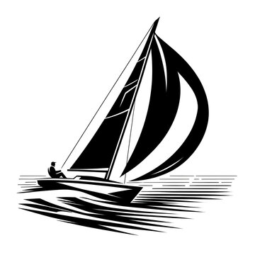 black sailboat sailing on water clip art preview