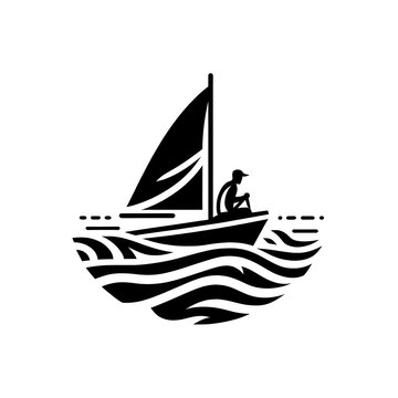 recommend clip art: Black and white isolated vector illustration of sailing competition on white background.