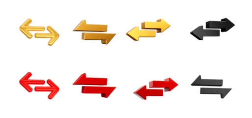 3d Different Styles Of Money Exchange Arrows Reversible Arrows On White Background 3d Illustration
