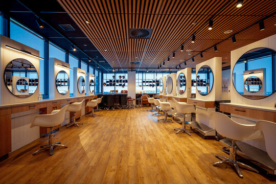 Gold Coast, QLD, Australia - Oct 12, 2024: Hairdressing and makeup area in TAFE Queensland Robina