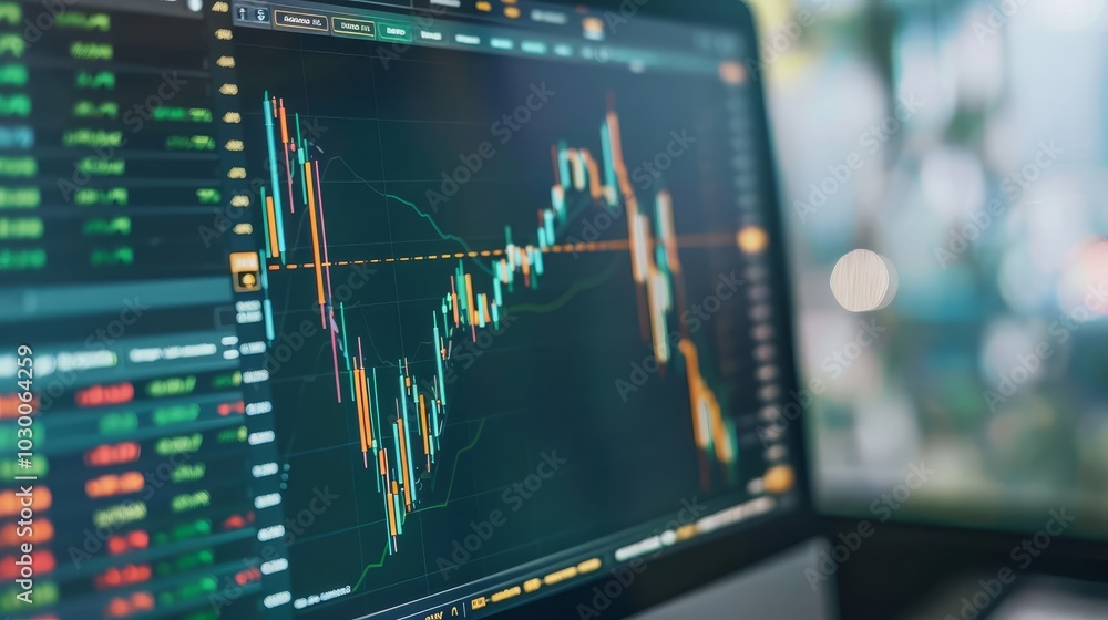 Poster close-up of a computer screen displaying stock market data.