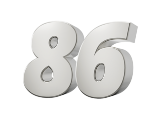 Numeral 86, eighty six, isolated on white background, 3d illustration
