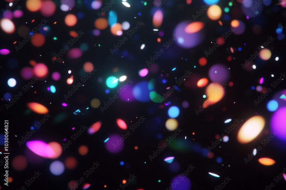 Aufkleber abstract black background with colorful lights and bokeh effect