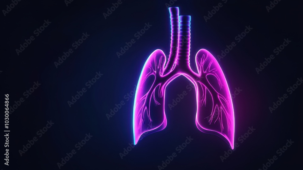 Poster high-resolution image of alveoli in the lungs with visible gas exchange at the cellular level with c