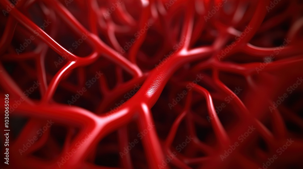 Poster internal view of a bone showing marrow and blood vessel networks with copy space
