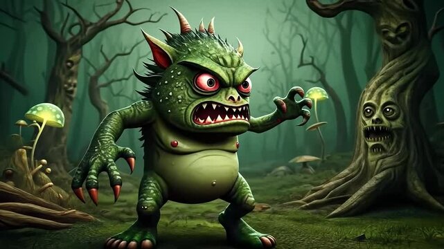 Enchanted monster encounter in mystical setting