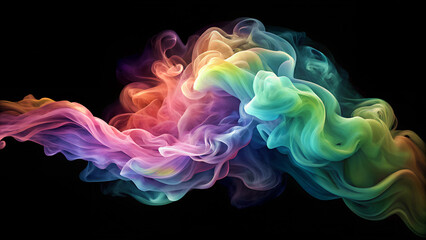 Abstract Multicolored Smoke Swirls on Dark Background. 