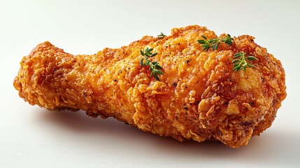 JUICY mouthwatering delicious ,Fried Chicken . white background . only one isolated piece