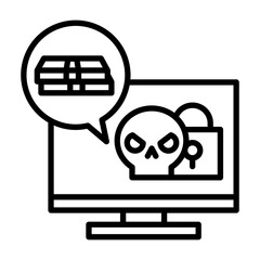Icon of a virus that locks data and demands a ransom.