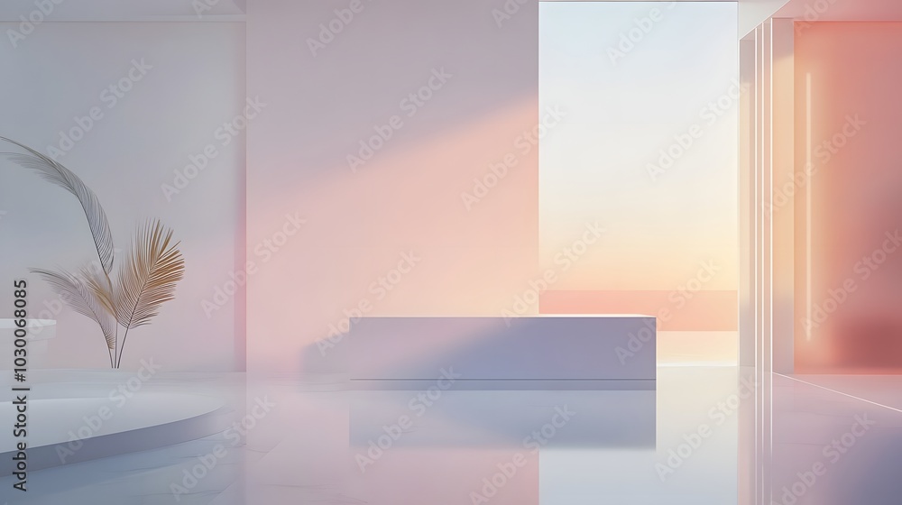 Poster 60. **a tranquil void with gentle gradients inviting focus on the product on display.