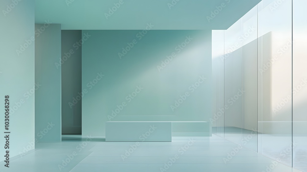 Poster 60. **a tranquil void with gentle gradients inviting focus on the product on display.