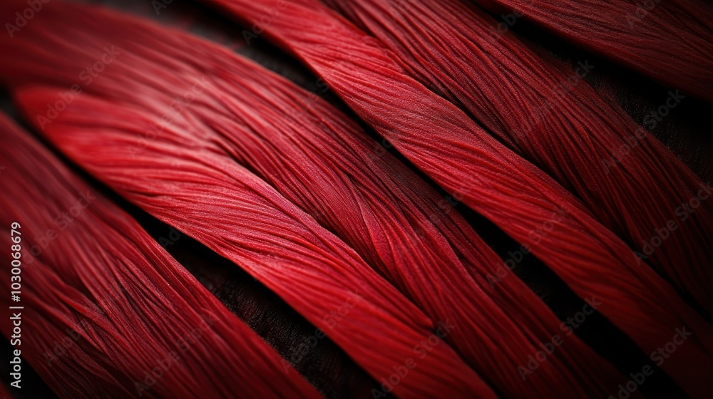 Poster close-up view of muscle fibers contracting with visible actin and myosin filaments with copy space