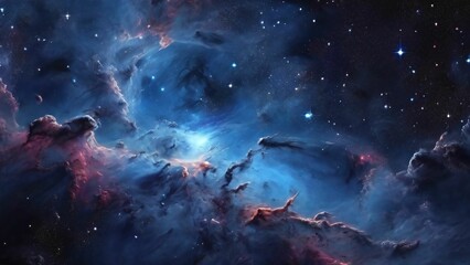 Fototapeta premium Blue nebula in deep space