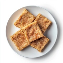 Golden brown snickerdoodle blondies plated for dessert delighting with sugar and cinnamon flavor