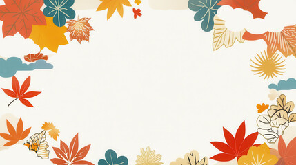 Decorative autumn leaves with clouds on a soft background