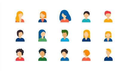Fototapeta premium Collection of colorful avatar icons in flat design style
