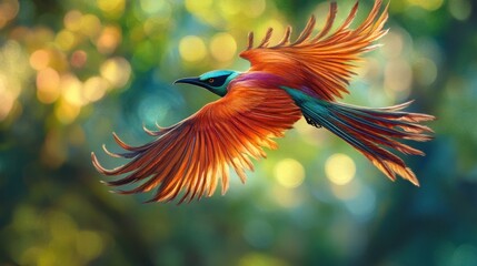 A Vibrant Bird in Flight