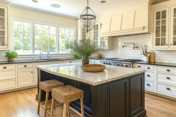 Fototapeta premium modern kitchen interior with Clean and spacious design white and black