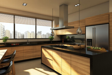 modern kitchen interior with Clean and spacious design white and black