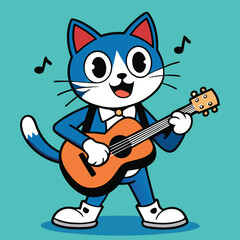 cat playing guitar musician cat.