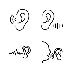 Ear vector icon set, listening symbol. flat design for web or mobile app color editable