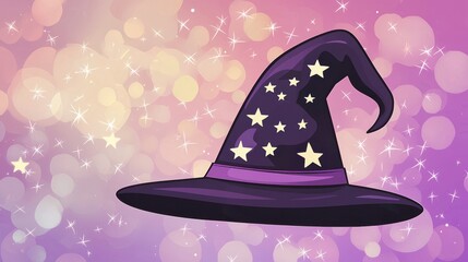 Magical Witch Hat with Stars and Bubbles