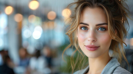 Obraz premium Portrait of a Confident Young Woman in a Modern Setting