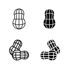 Peanut icon set. Outline of peanut vector icon for web design color editable