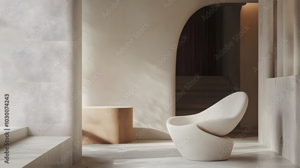 Poster 45. **a tranquil void filled with soft shapes that elevate the visual impact of the product.
