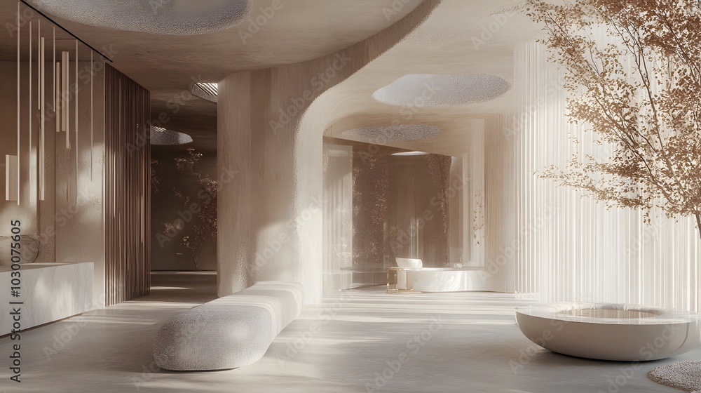 Poster 47. **a calming abstract space with gentle textures enhancing the product is presence.