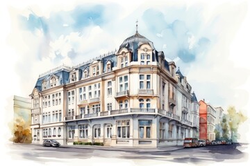 Naklejka premium Building architecture street city.