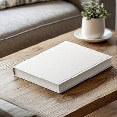 Fototapeta premium Advertising close up mockup shot of book lying on coffee table