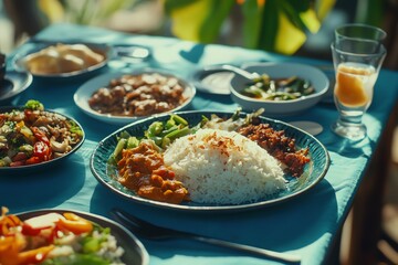 Thai food is arranged on plates ready to eat. It has the most delicious flavor in the world.
