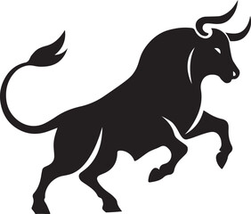 Powerful Black Bull Silhouette Stock Image Vector Graphic