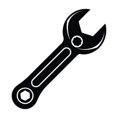 wrench silhouette white background.