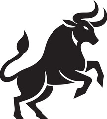 Powerful Black Bull Silhouette Stock Image Vector Illustration
