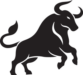 Powerful Black Bull Silhouette Stock Image for Design