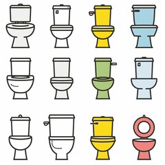 Toilet bowl icon, wc sign, minimal restroom closet symbol, simple lavatory emblem on white