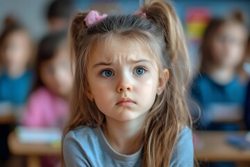 Fototapeta premium Bored girl in the classroom