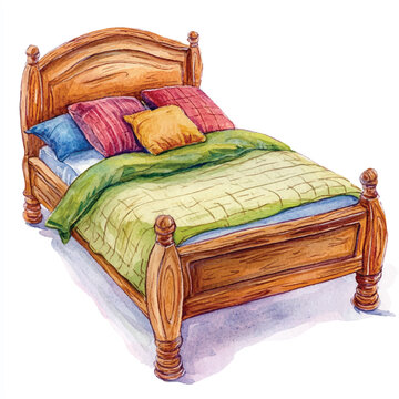 recommend clip art: Bed watercolor clipart illustration  (9)