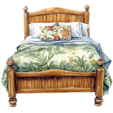 recommend clip art: Bed watercolor clipart illustration  (12)